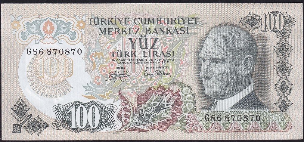 6.Emisyon 2.Tertip 100 Lira G86 870 870 Çilaltı
