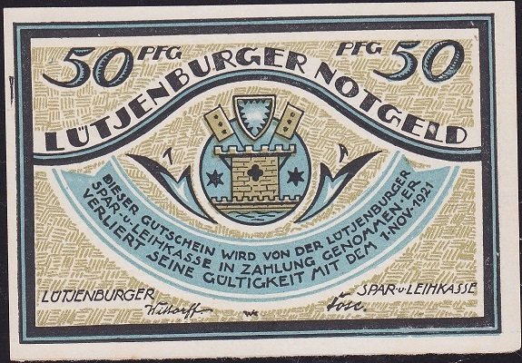 Almanya 50 Pfennig Notgeld 1921 Çil