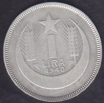 1940 YILI 1 LİRA GÜMÜŞ