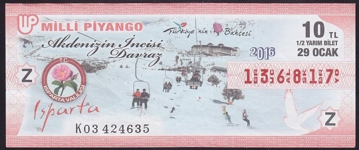 2016 29 OCAK YARIM BİLET Z SERİSİ