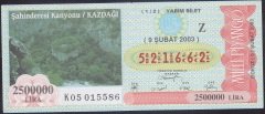 2004 9 ŞUBAT YARIM BİLET - Z SERİSİ