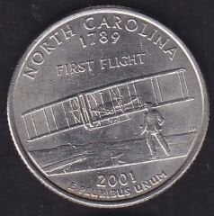 Amerika Çeyrek Dolar 2001 Hatıra North Carolina