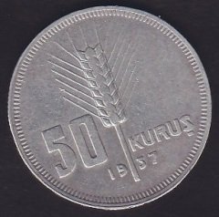 1937 YILI 50 KURUŞ GÜMÜŞ ÇÇT
