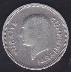 1937 YILI 50 KURUŞ GÜMÜŞ ÇÇT