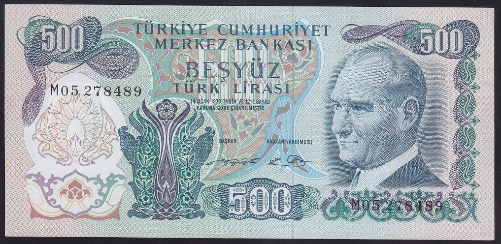 6.EMİSYON 2.TERTİP 500 LİRA M05 278489 ÇÇT ÇİLALTI