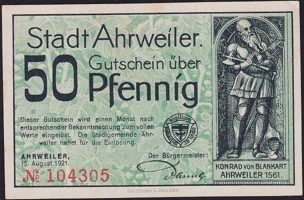 Almanya 50 Pfennig Notgeld 1921 Çilaltı Çil