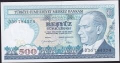 7.Emisyon 2.Tertip 500 Lira D30 784374 Çil